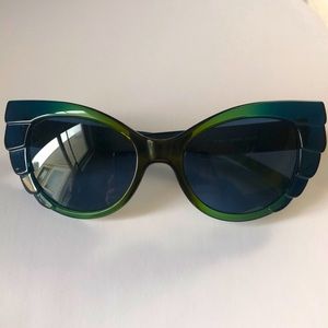 Tory Burch Cat Eye Sunglasses (Blue/Green Ombré)